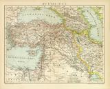 Westasien I. historische Landkarte Lithographie ca. 1896