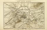 Das alte Athen historische Landkarte Lithographie ca. 1892