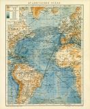 Atlantischer Ocean historische Landkarte Lithographie ca. 1901