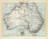 Australien historische Landkarte Lithographie ca. 1892