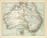 Australien historische Landkarte Lithographie ca. 1896