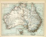 Australien historische Landkarte Lithographie ca. 1897