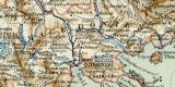 Balkanhalbinsel historische Landkarte Lithographie ca. 1897