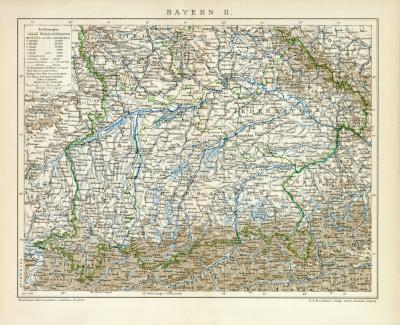 Bayern II. historische Landkarte Lithographie ca. 1896