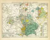 Farbige Lithographie aus dem Jahr 1891 zeigt Karten zur...