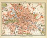 Berlin historischer Stadtplan Karte Lithographie ca. 1892