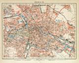 Berlin historischer Stadtplan Karte Lithographie ca. 1898