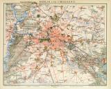 Berlin und Umgebung historischer Stadtplan Karte...