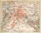 Berlin und Umgebung historischer Stadtplan Karte Lithographie ca. 1897