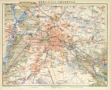 Berlin und Umgebung historischer Stadtplan Karte Lithographie ca. 1898