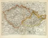 Böhmen Mähren Schlesien Karte Lithographie 1896...
