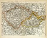 Böhmen Mähren und Österreich - Schlesien historische Landkarte Lithographie ca. 1897