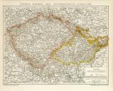 Böhmen Mähren und Österreich - Schlesien historische Landkarte Lithographie ca. 1898
