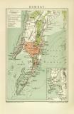 Bombay historischer Stadtplan Karte Lithographie ca. 1898