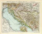 Bosnien Dalmatien Istrien Kroatien u. Slawonien historische Landkarte Lithographie ca. 1898