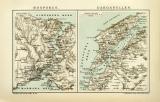 Bosporus Dardanellen historische Landkarte Lithographie ca. 1892
