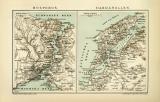 Bosporus Dardanellen historische Landkarte Lithographie ca. 1897