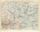 Provinz Brandenburg Provinz Sachsen Nördlicher Teil historische Landkarte Lithographie ca. 1892
