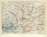 Brandenburg Sachsen Karte Lithographie 1896 Original der...