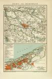 Bremen und Bremerhaven historischer Stadtplan Karte Lithographie ca. 1896