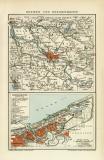 Bremen und Bremerhaven historischer Stadtplan Karte...