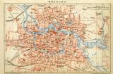 Breslau Stadtplan Lithographie 1892 Original der Zeit