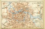 Breslau historischer Stadtplan Karte Lithographie ca. 1896
