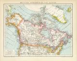 Britisch - Nordamerika und Alaska historische Landkarte Lithographie ca. 1892