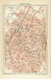Brüssel historischer Stadtplan Karte Lithographie ca. 1896