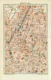 Brüssel historischer Stadtplan Karte Lithographie ca. 1900