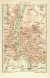 Budapest historischer Stadtplan Karte Lithographie ca. 1896