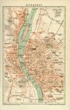 Budapest historischer Stadtplan Karte Lithographie ca. 1897