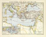 Byzantinisches Reich um das Jahr 1000 n Chr. historische Landkarte Lithographie ca. 1899