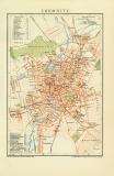 Chemnitz historischer Stadtplan Karte Lithographie ca. 1897