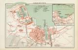 Cherbourg historischer Stadtplan Karte Lithographie ca. 1892