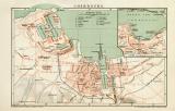 Cherbourg historischer Stadtplan Karte Lithographie ca. 1897