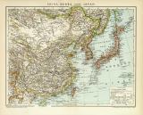 China Korea und Japan historische Landkarte Lithographie ca. 1898