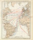 Dampfschifffahrt Weltverkehr Lithographie 1892 Original der Zeit