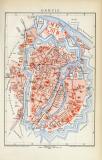 Danzig historischer Stadtplan Karte Lithographie ca. 1892