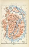 Danzig historischer Stadtplan Karte Lithographie ca. 1896