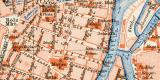Danzig historischer Stadtplan Karte Lithographie ca. 1896