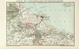 Danzig mit Neufahrwasser und Weichselmünde historischer Stadtplan Karte Lithographie ca. 1892