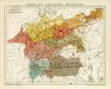 Karte der Deutschen Mundarten historische Landkarte Lithographie ca. 1897