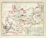 Militärdislokation im Deutschen Reiche und in den Grenzgebieten seiner Nachbarstaaten historische Militärkarte Lithographie ca. 1892