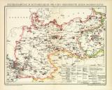 Militärdislokation im Deutschen Reiche und in den Grenzgebieten seiner Nachbarstaaten historische Militärkarte Lithographie ca. 1898