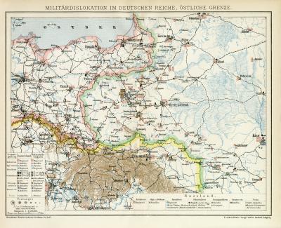 Militär Deutsches Reich Ost Lithographie 1892 Original der Zeit
