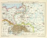 Militärdislokation im Deutschen Reiche Östliche Grenze historische Militärkarte Lithographie ca. 1897