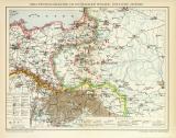 Militärdislokation im Deutschen Reiche Östliche Grenze historische Militärkarte Lithographie ca. 1898