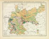 Deutsches Reich Bevölkerung Karte Lithographie 1892...
