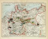 Karte der Industrie der Bergwerks- und Hüttenproduktion des Deutschen Reiches historische Landkarte Lithographie ca. 1892